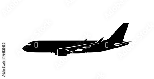 Minimalist Black Commercial Airplane Vector Illustration