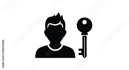 Vector graphic illustration representing user access key system security authorization or private account login access concept design