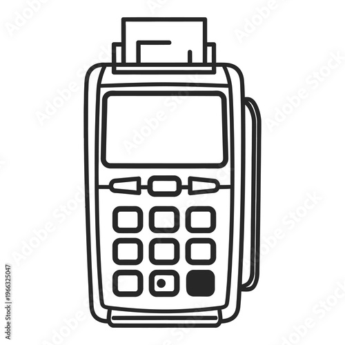 Card payment terminal with screen and keypad for transactions online shopping icon