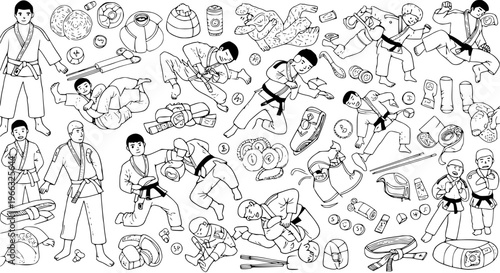 Martial Arts Doodle: A Collection of Judo and Karate Illustrations