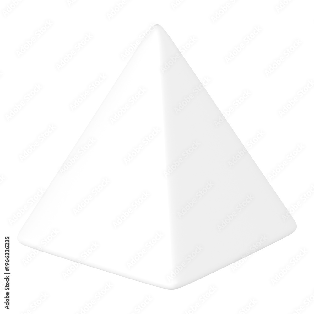 Fototapeta premium 3D white pyramid png, geometric shape clipart, transparent background