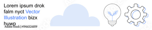 Cloud technology, innovation, digital transformation, process automation, creative ideas, operational systems. A cloud, lightbulb and gear. Cloud computing and innovation concepts