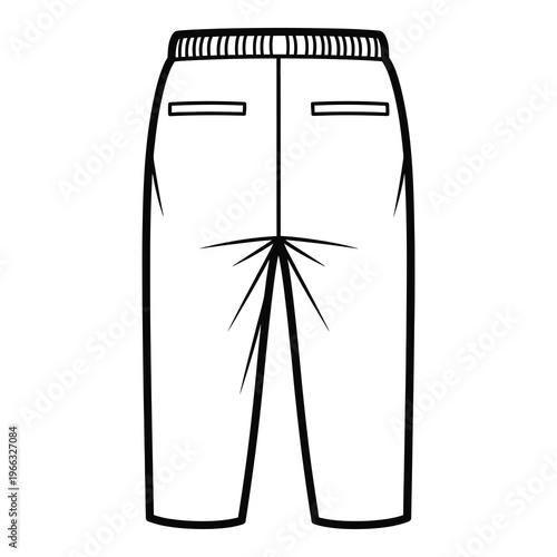 Simple line drawing of casual pants with elastic waistband and pockets icon