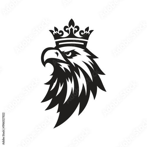 eagle head with crown silhouette illustration Eagles depicted wearing crowns generally refer to the Crowned Eagle (Stephanoaetus coronatus) which has a distinctive crest, or symbolic,mythological depi