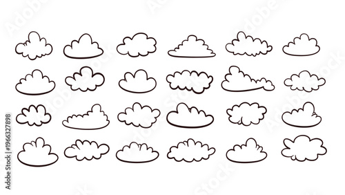 Hand Drawn Cloud Icons Set - Vector Illustration of Weather Elements