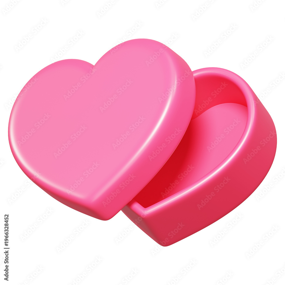 Fototapeta premium Pink heart box png, 3D Valentine's gift, transparent background