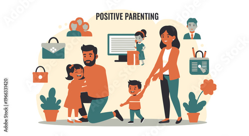 happy family with kids modern parenting concept