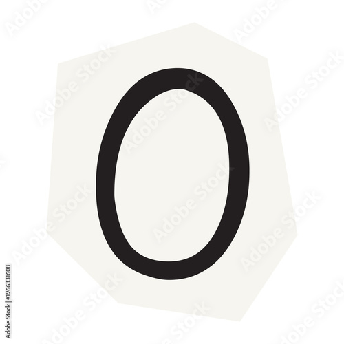 Letter O png black&white papercut alphabet, transparent background