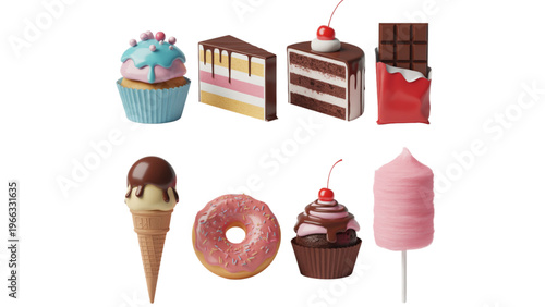 Colorful assortment of ice cream cones and desserts in vibrant packaging Vector