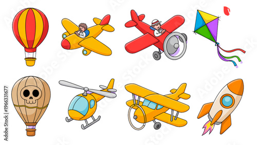 Colorful assortment of hot air balloons floating in the sky Vector