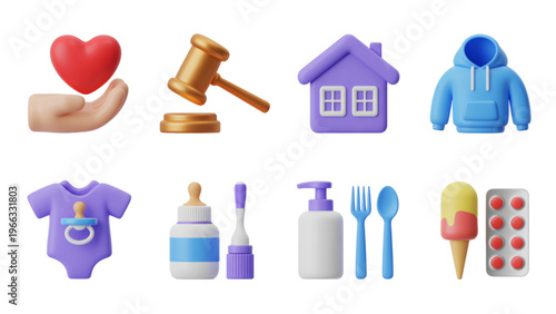 Collection of household cleaning and maintenance icons Vector