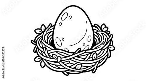 Bird egg in a nest.