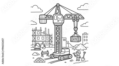 Cranes at a construction site.