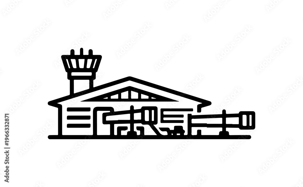 Fototapeta premium Airport Terminal and Control Tower Icon Vector Illustration