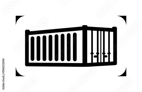 Modern Minimalist Crib Icon with Bars and Crossbar