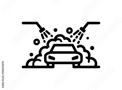 Car Pressure Washing or Cleaning with High-Pressure Nozzles