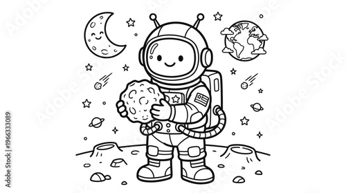 Smiling astronaut in space suit.