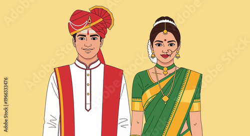 Indian Couple in Traditional Wedding Attire