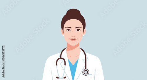Female Doctor Portrait with Stethoscope, Professional Medical Practitioner