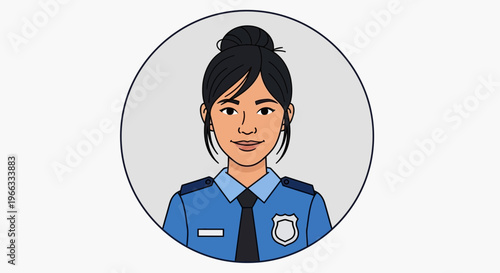 Female Police Officer Avatar Icon, Law Enforcement Uniform, Professional Portrait