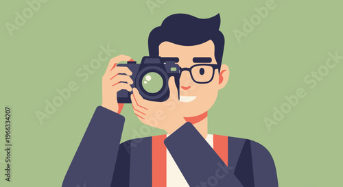 Man With Camera Taking Photo, Freelance Photographer, Hobbyist, Creative Professional