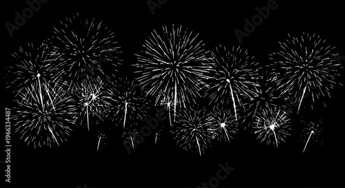 Vector Fireworks Display on Black Background