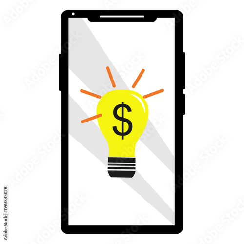 Mobile phone with light bulb idea and dollar icon (3)