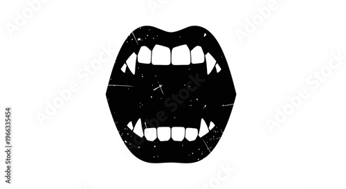 Black silhouette of open mouth teeth.