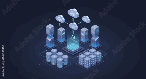 Blue cubes and blocks digital structure.