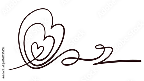 Abstract continuous line drawing of nested hearts, elegant loop design, minimalist art