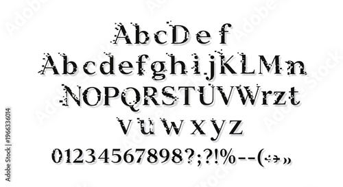 Distressed alphabet and numbers set.