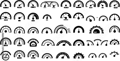 Vintage Gauge Collection: Hand-Drawn Speedometers  Dials Vector Illustration