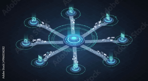 Futuristic robotic device with glowing blue lights.