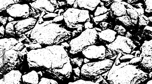 Black and white illustration of a pile of rocks