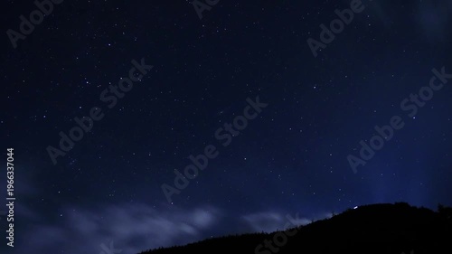 志賀高原夜空　雲の流れと星の動き、月光