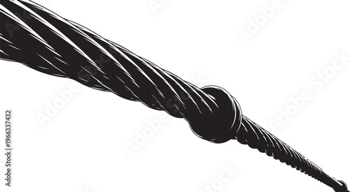 Detailed illustration of a black coiled cable or wire