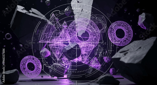 Purple Hued Electronic Circuit Board Design.