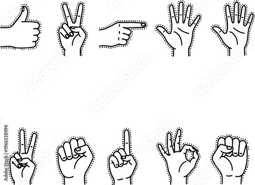 hand gestures, various sign language symbols