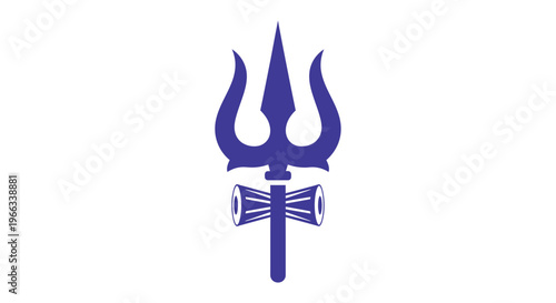 Blue Trishul Symbol of Lord Shiva, Hindu Religious Icon
