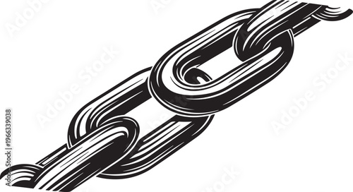 Close-up of a metal chain link on white background