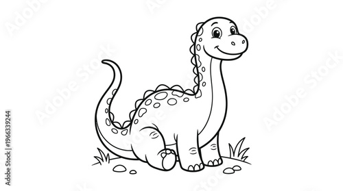 Smiling Cartoon Dinosaur Closeup View.