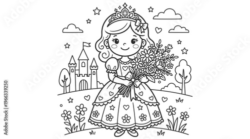 Little girl wearing a princess dress.