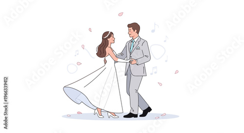 Couple Dancing, Wedding Celebration, Bridegroom and Bride Waltz