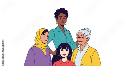 Diverse Group of Women Standing Together, Celebrating Unity and Strength