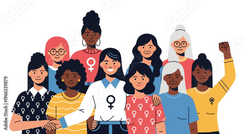 Diverse Women Group Diverse Ages Races Unity Feminism Empowerment
