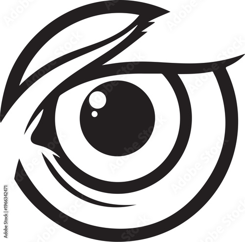 Stylized Black and White Eye Illustration Closeup View