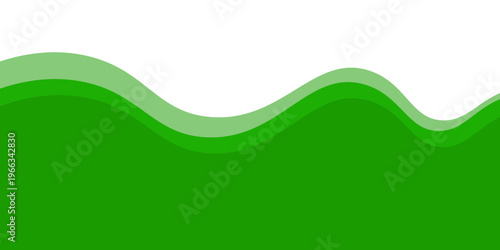 A vibrant abstract background featuring fluid wavy layers in various shades of green. This eco-friendly inspired vector design includes a clean white upper section for text and branding.
