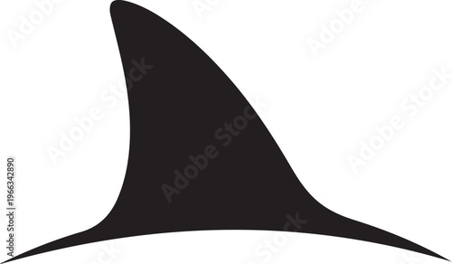 Shark Fin Silhouette on White Background Illustration Graphic