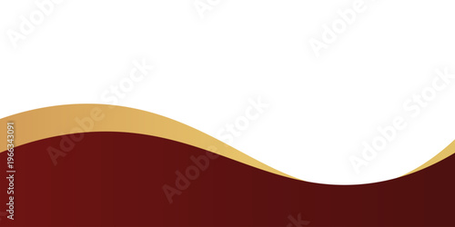 A professional abstract background featuring fluid wavy shapes in deep maroon and gold colors. Designed with a clean white upper section for copy space,