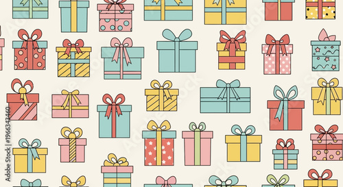 Festive Gift Boxes Pattern, Birthday Presents, Celebration Surprise, Holiday Gifts